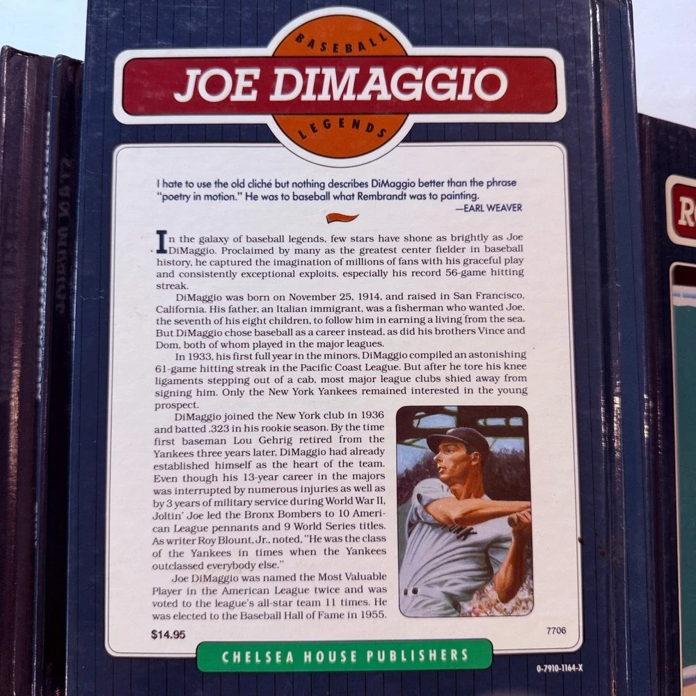 Chelsea House Baseball Legends Book Lot 31 Hardcover Biographies Mantle DiMaggio
